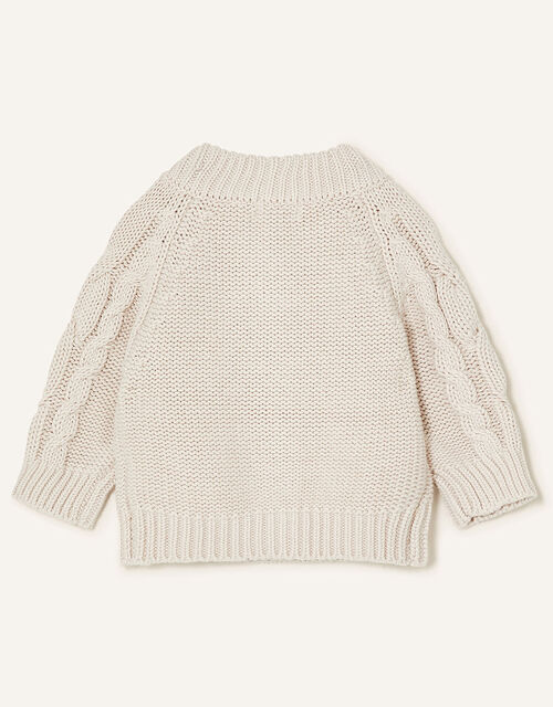 Newborn Cable Knit Cardigan, Cream (CREAM), large