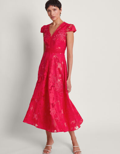 Josie Jacquard Tea Dress, Red (RED), large