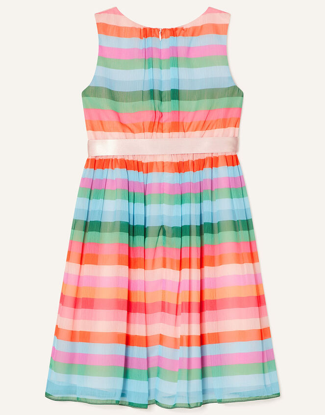 Desert Stripe Chiffon Dress, Pink (PALE PINK), large