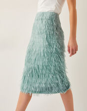 Cosima Fringe Pencil Skirt, Green (SAGE), large
