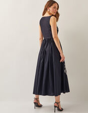 Sophie Embroidered Fit & Flare Midi Dress, Black (BLACK), large