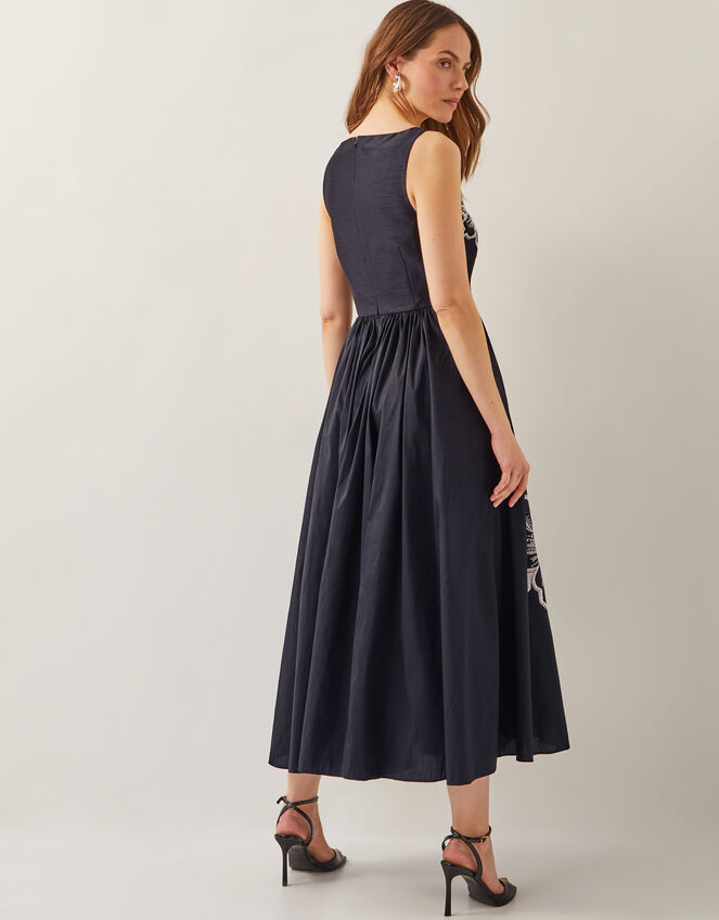 Sophie Embroidered Fit & Flare Midi Dress, Black (BLACK), large