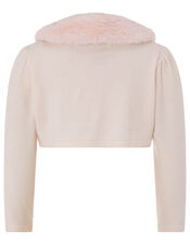 Baby Fluffy Collar Soft Knit Cardigan, Pink (PINK), large