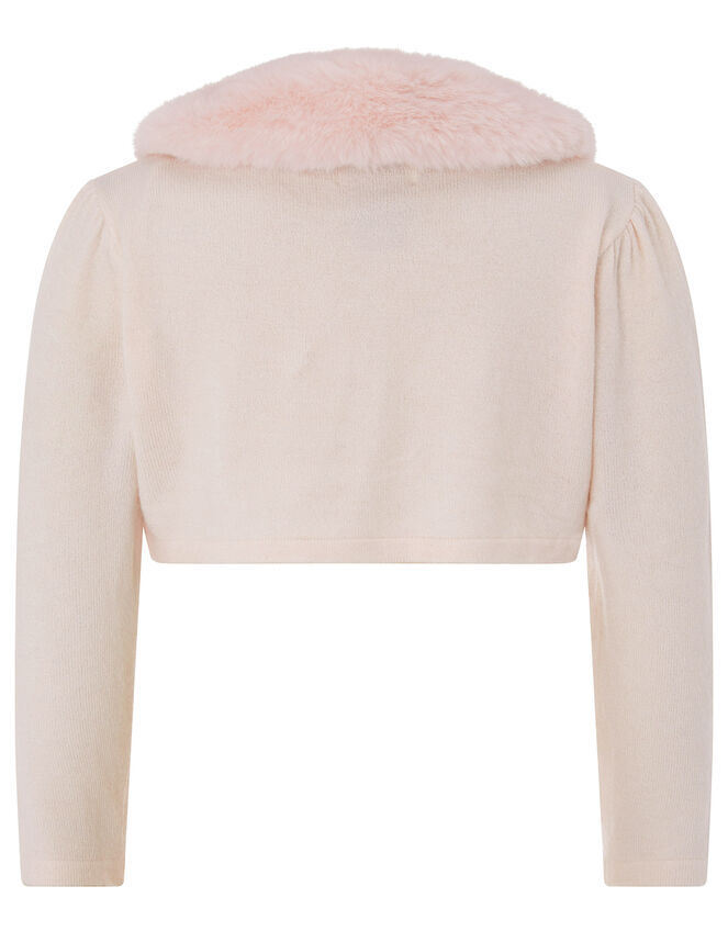 Baby Fluffy Collar Soft Knit Cardigan, Pink (PINK), large