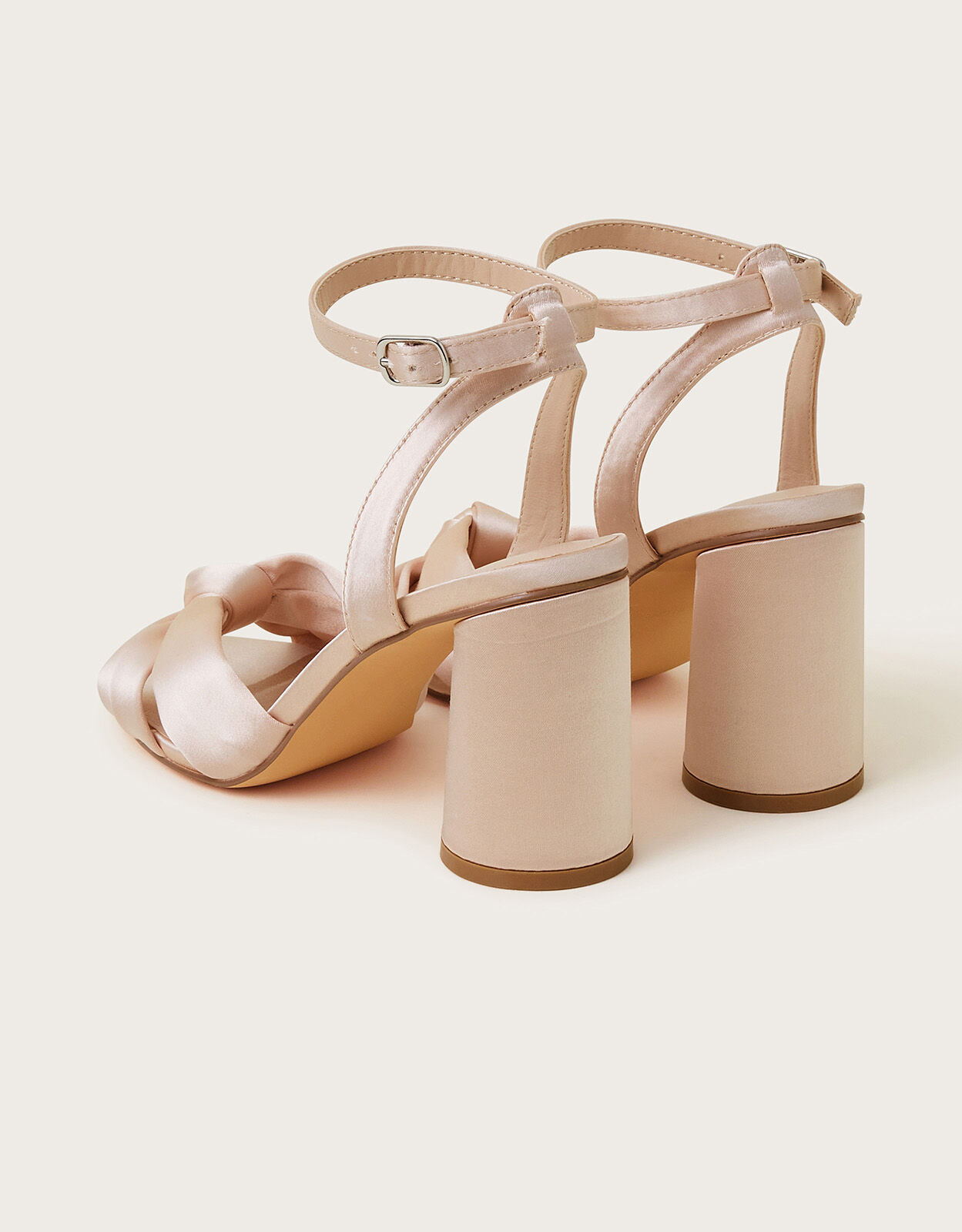 Knot Front Block Heel Sandals Natural