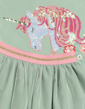 Sequin Unicorn Top & Skirt Set, Green (GREEN), large