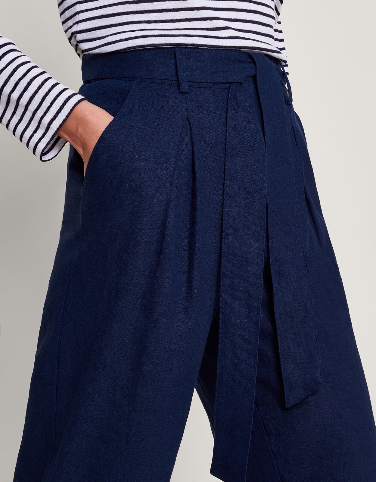 Mabel Regular Length Linen Trousers Blue