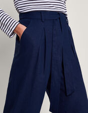 Mabel Regular Length Linen Trousers , Blue (NAVY), large