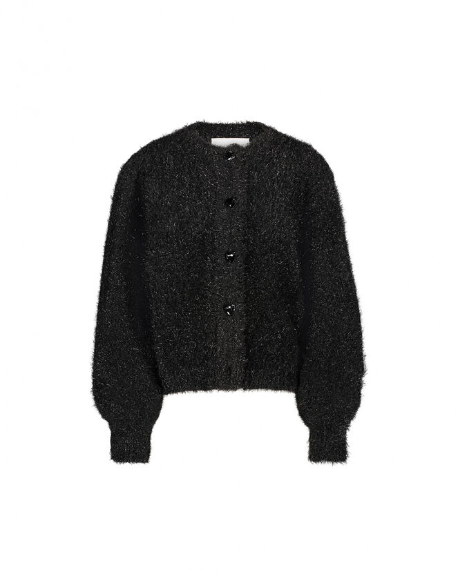 Fabienne Chapot Metallic Fluffy Cardigan, Black (BLACK), large
