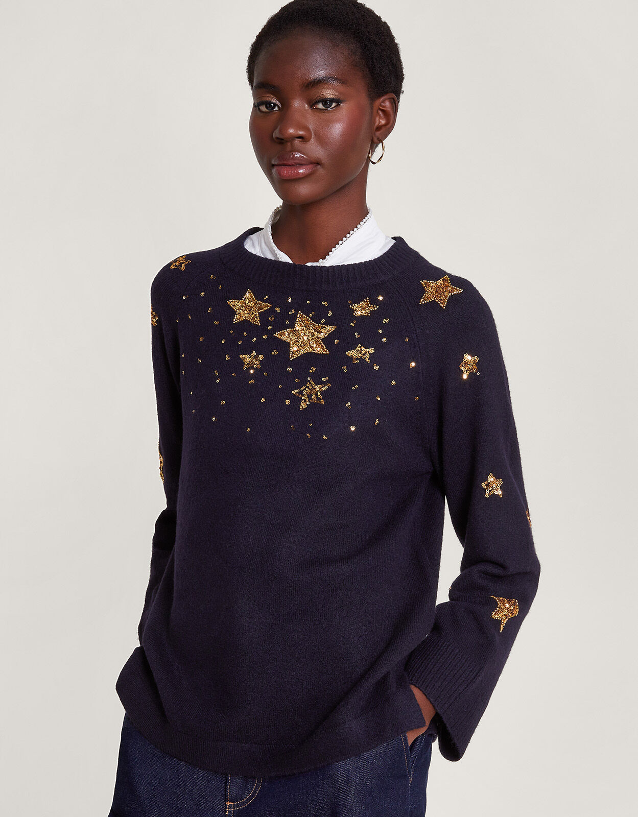 Serenity Star Jumper Blue Jumpers Monsoon UK