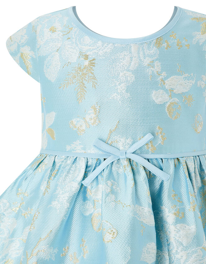 Baby Aries Blue Jacquard Occasion Dress, Blue (BLUE), large