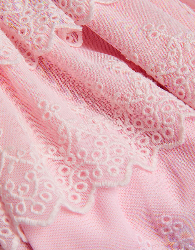 Floral Embroidered Tiered Disco Dress, Pink (PINK), large