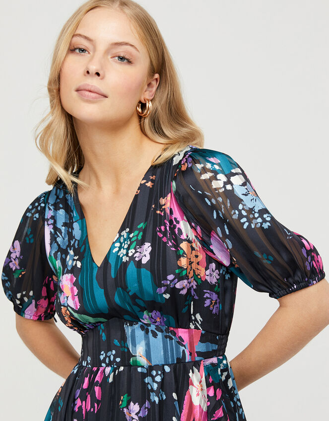 Penny Floral Hanky Hem Dress, Blue (NAVY), large