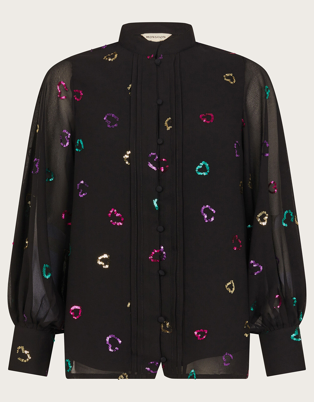 Hope Heart Sequin Blouse Black