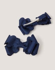 2-Pack School Scallop Bow Hair Clips, Blue (NAVY), large