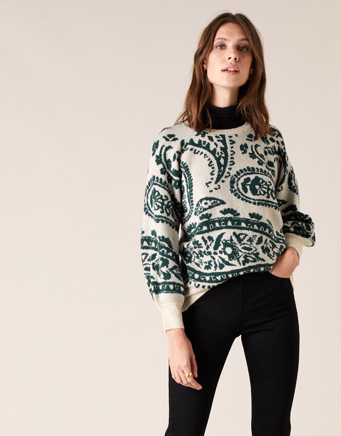 Paisley Jacquard Jumper, Cream (CREAM), large