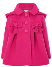 Baby Bow Hooded Coat, Pink (PINK), large