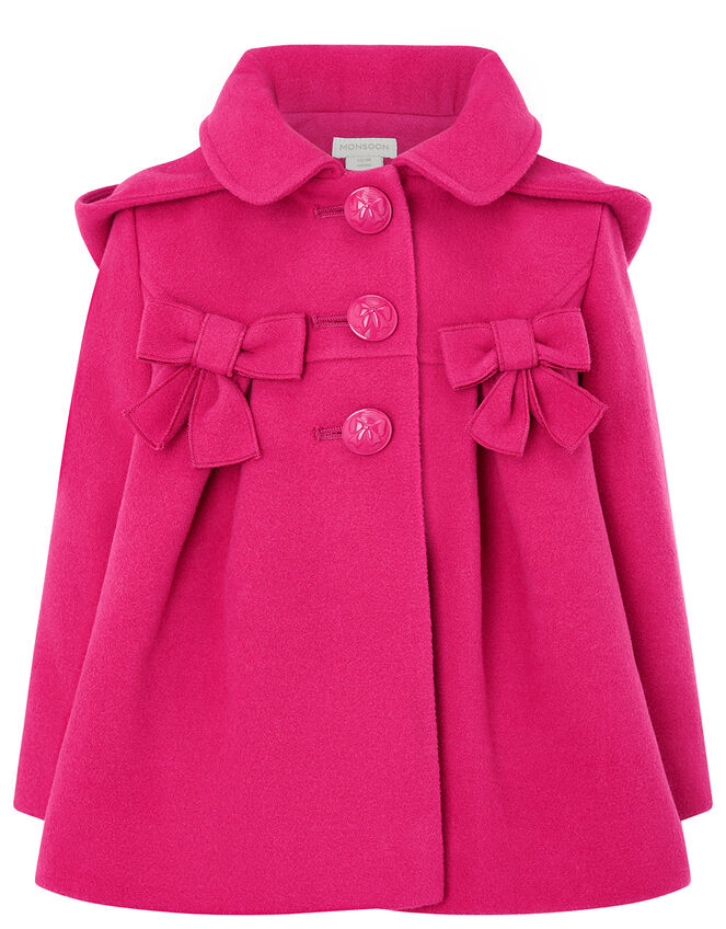 Baby Bow Hooded Coat Pink | Coats & Jackets | Monsoon UK.