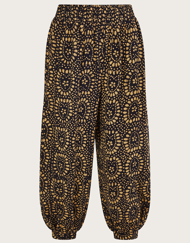 Batik Print Harem Trousers in LENZING™ ECOVERO™, Black (BLACK), large