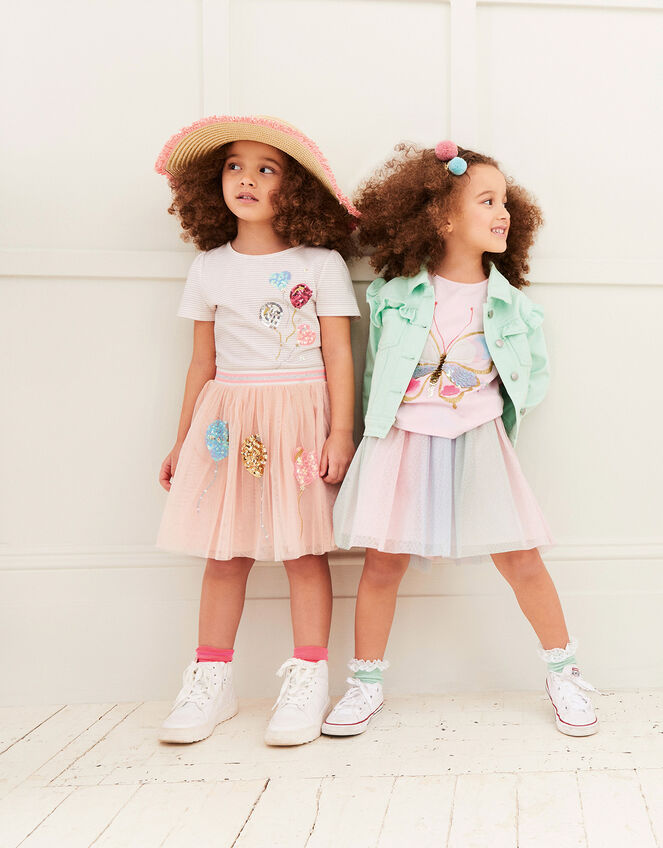 Butterfly Top and Skirt Set , Pink (PALE PINK), large