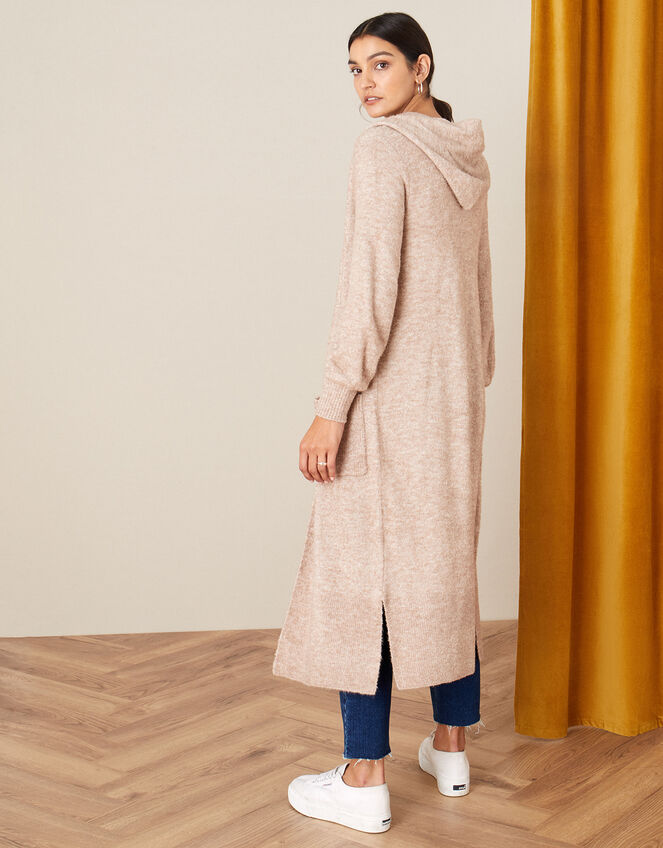 Maxi Hooded Cardigan , Brown (MOCHA), large