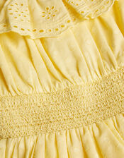 Broderie Bardot Dress, Yellow (YELLOW), large