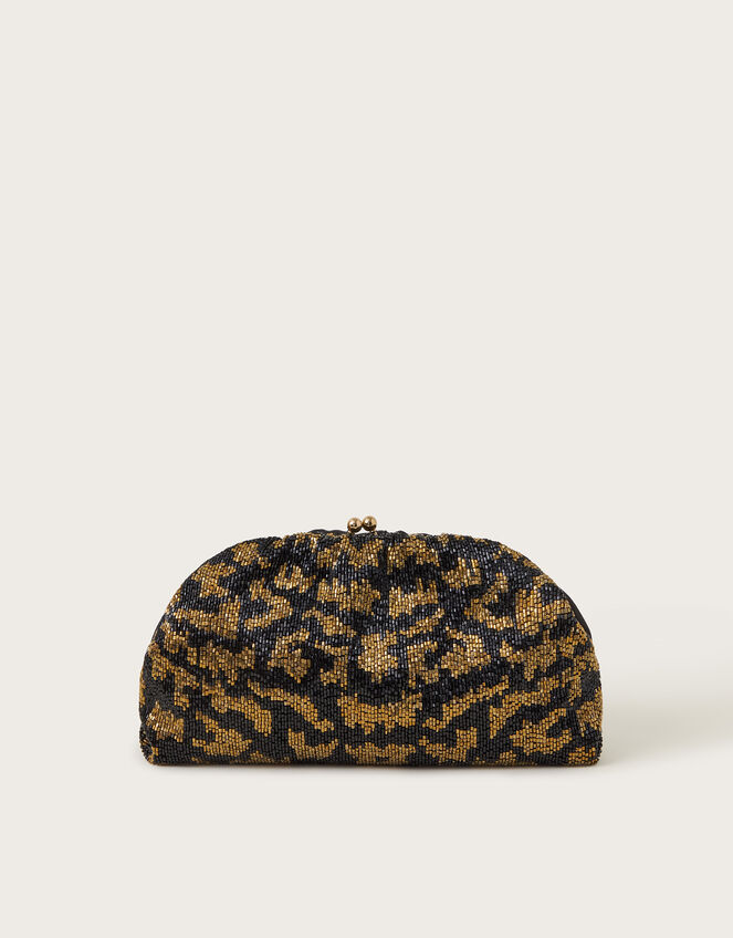 Alice Beaded Leopard Print Clutch, , large