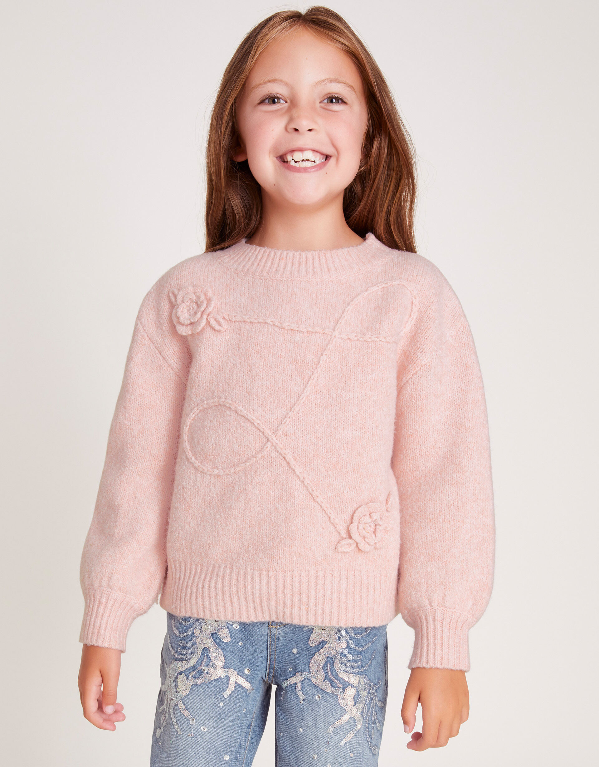 Cornelli Knit Flower Jumper Orange Girls Cardigans Monsoon UK