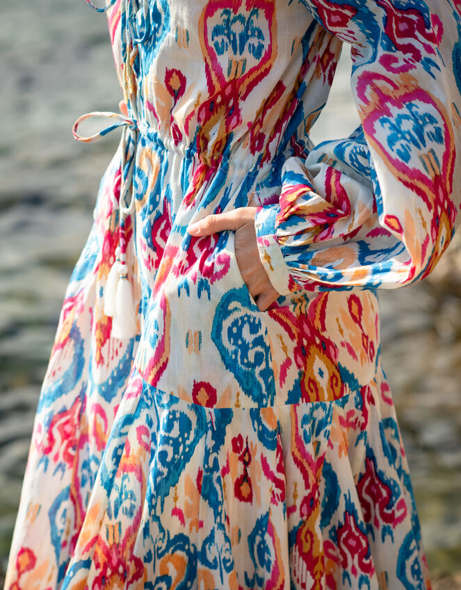 La Galeria Elefante Elizabeth Tie-Front Printed Maxi Dress, Multi (MULTI), large