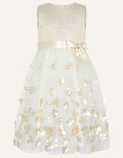 Thalia 3D Jacquard Petal Dress, Ivory (IVORY), large