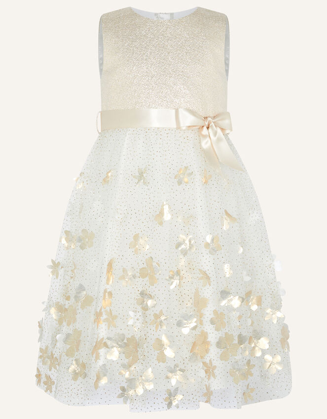 Thalia 3D Jacquard Petal Dress, Ivory (IVORY), large