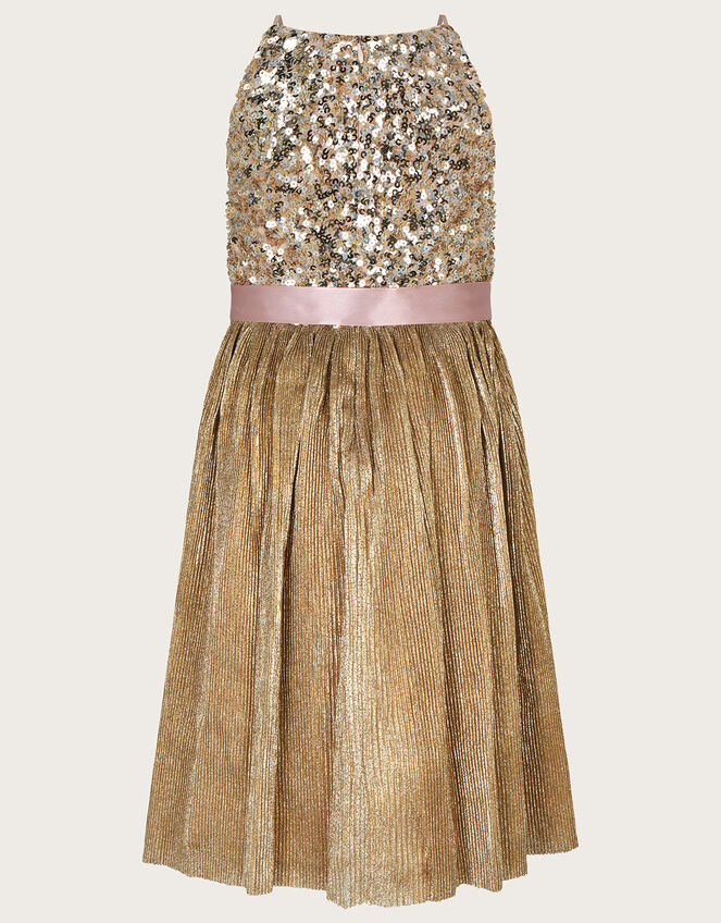 Truth Sequin Plisse Dress, Gold (GOLD), large