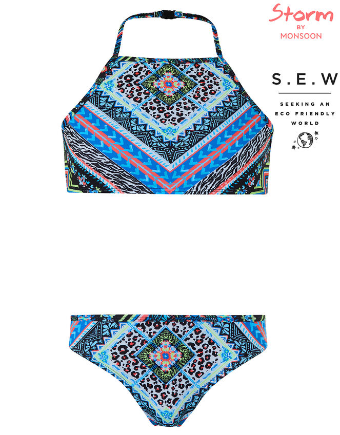 Keyla Printed Bikini Set with Recycled Polyester, Black (BLACK), large