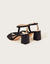Wendy Woven Block Heel Sandals, Black (BLACK), large
