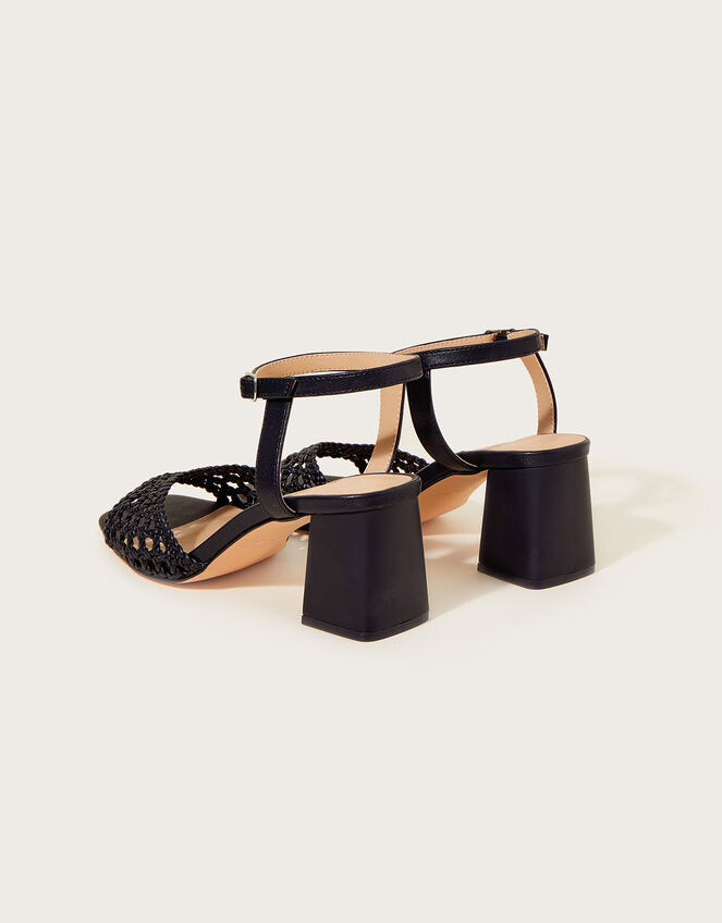 Wendy Woven Block Heel Sandals, Black (BLACK), large