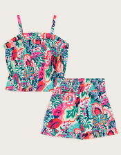 Paradiso Floral Print Top and Shorts Set, Green (GREEN), large