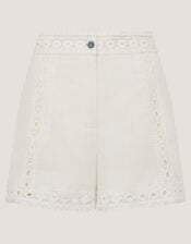 Irina Lace Trim Shorts, White (WHITE), large