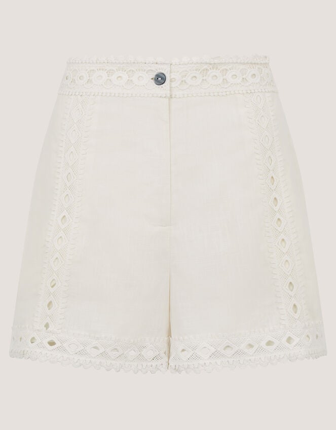 Irina Lace Trim Shorts, White (WHITE), large