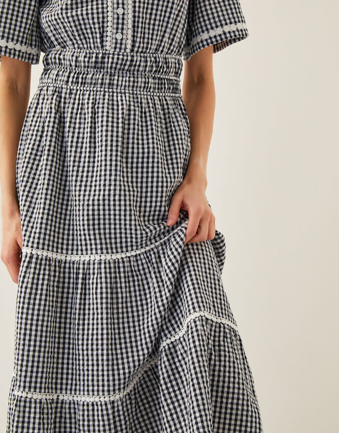 Gina Gingham Maxi Dress, Black (BLACK), large