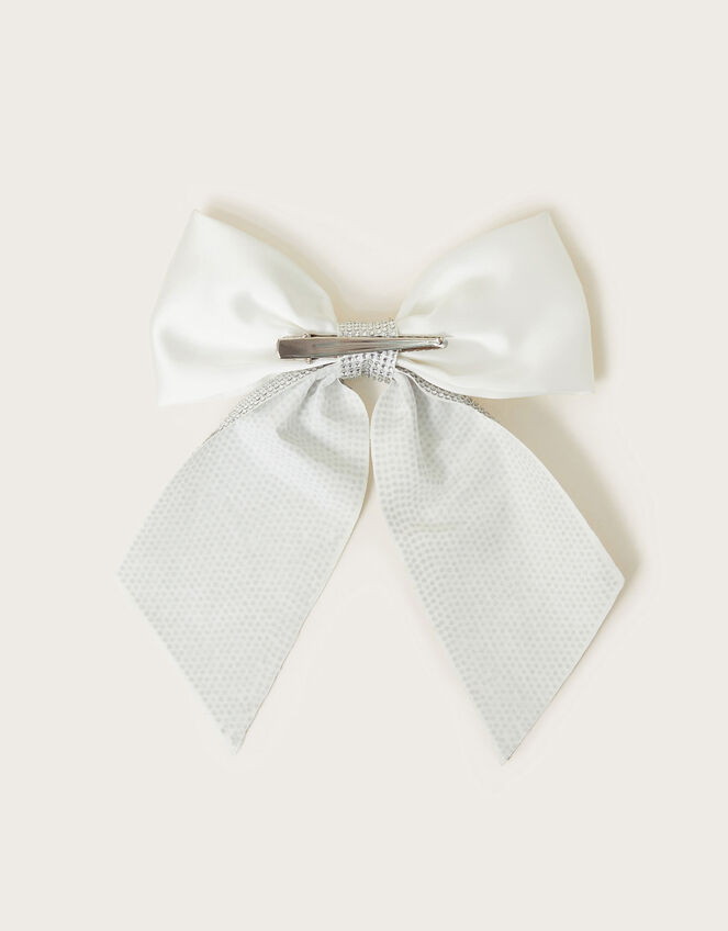 Diamante Bow Hair Clip, , large