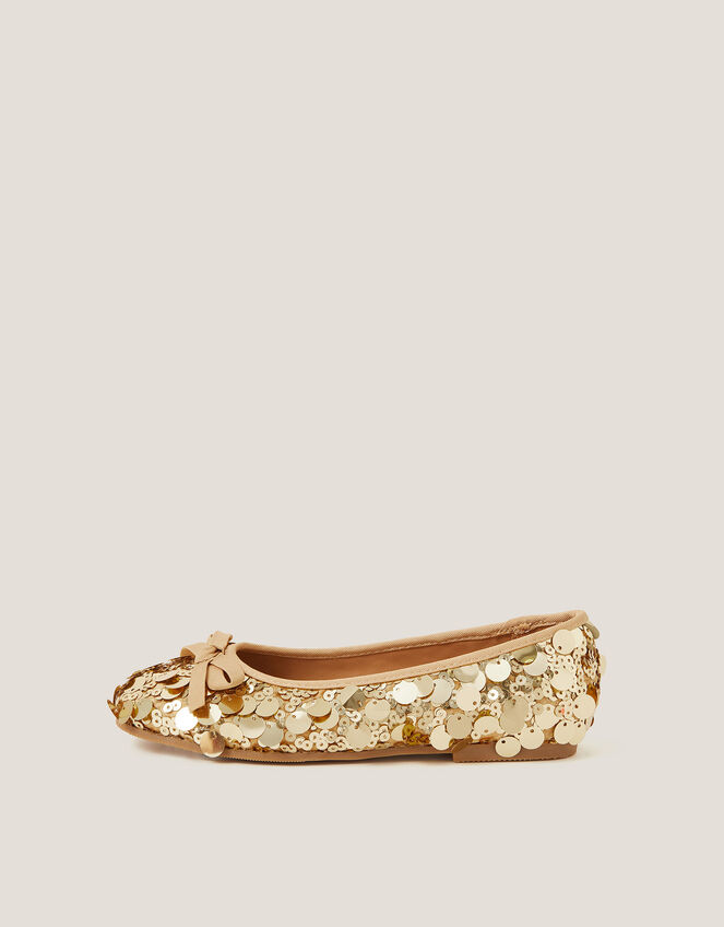 Sequin Ballet Flats, Gold (GOLD), large