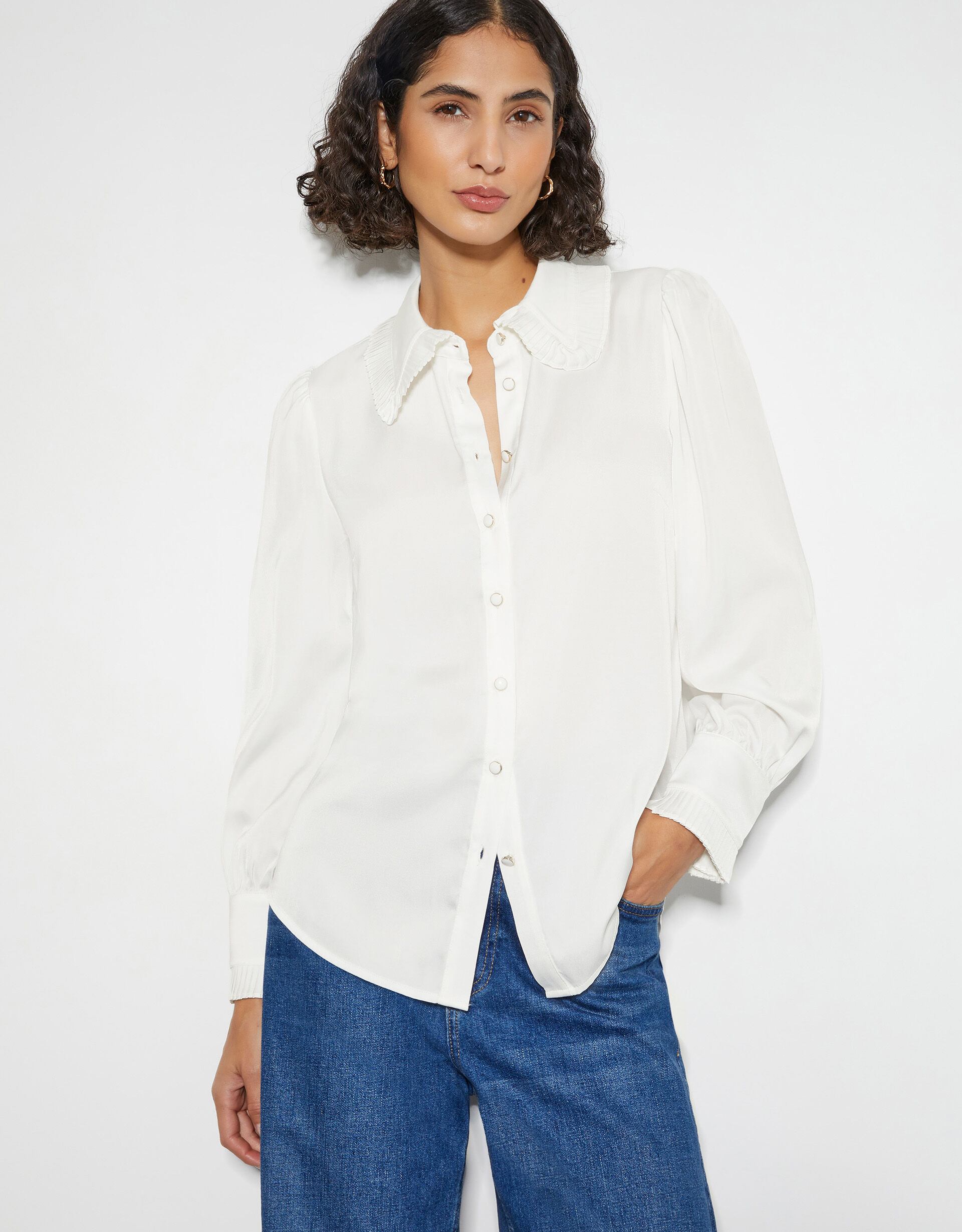 Fifi Frill Collar shirt White