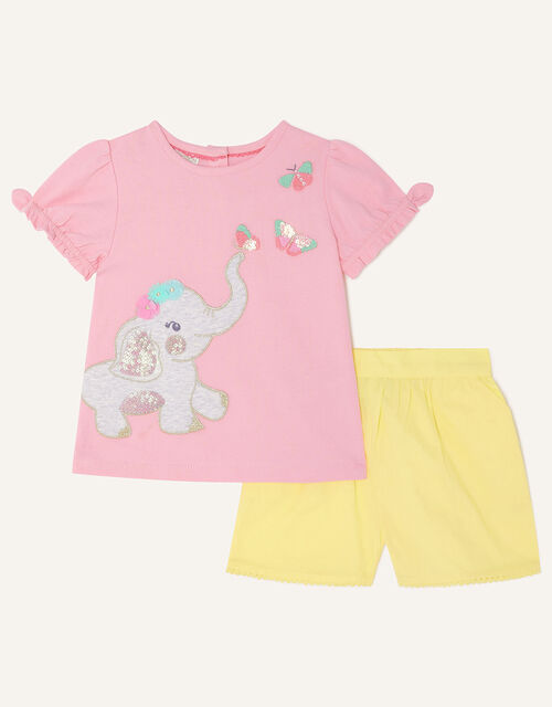 Baby Elephant T-Shirt and Shorts Set , Pink (PINK), large