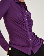 Ruched Jersey Shirt, Purple (PURPLE), large