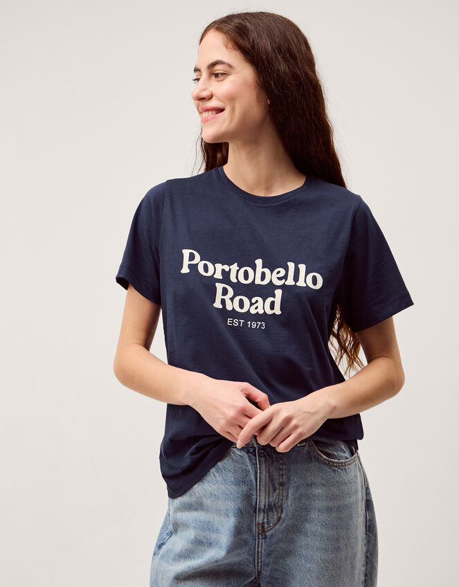 Portobello Road Slogan T-Shirt, Blue (NAVY), large