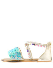 Nerissa Mermaid Embellished Sandals, Blue (BLUE), large