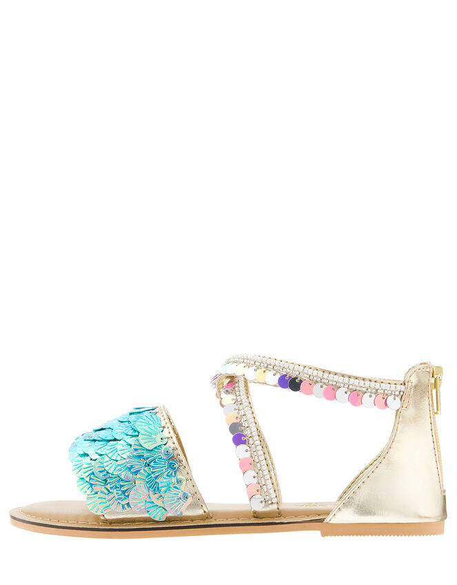 Nerissa Mermaid Embellished Sandals, Blue (BLUE), large