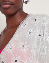 Sequin Embellished Kimono, White (WHITE), large