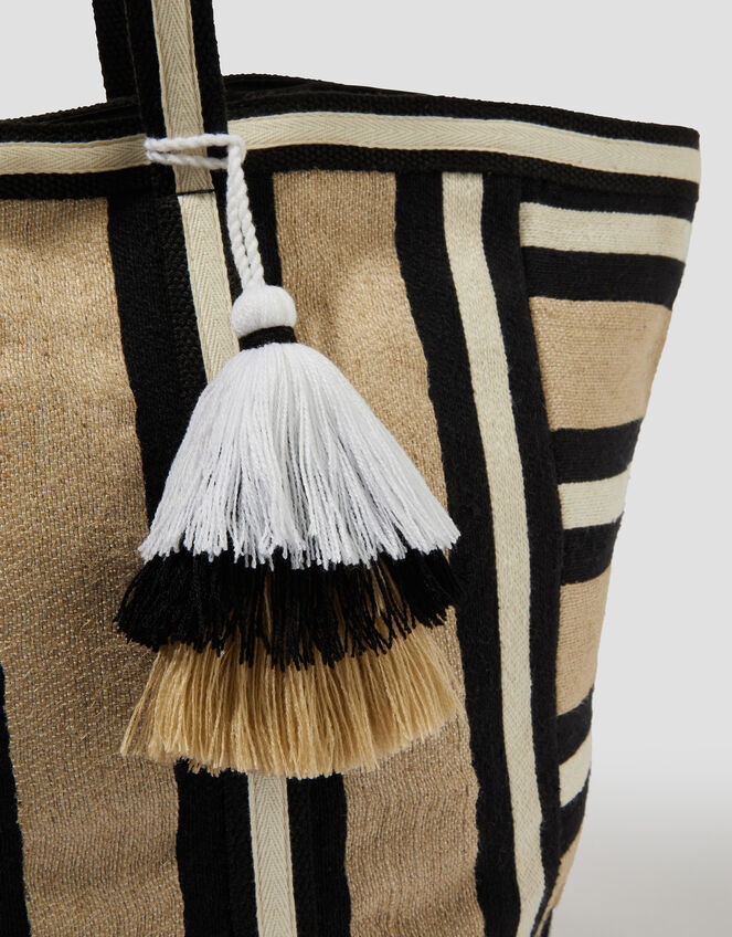 Ari Metallic Stripe Beach Bag, , large