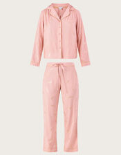 Foil Feather Print Pyjama Set in LENZING™ ECOVERO™ , Pink (PINK), large